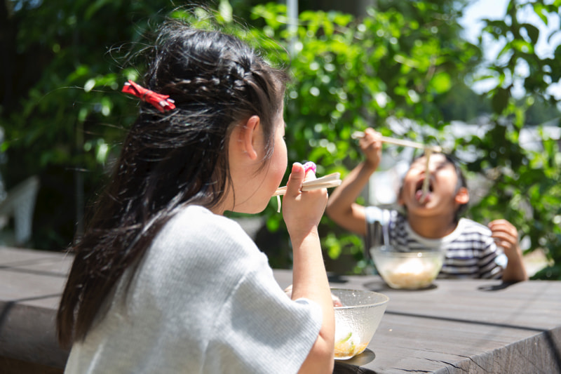 そうめんを食べてるイメージ