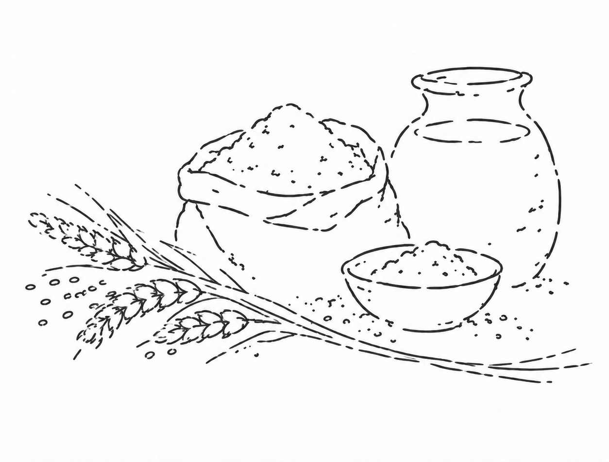島原手延べ そうめんの原料イラスト